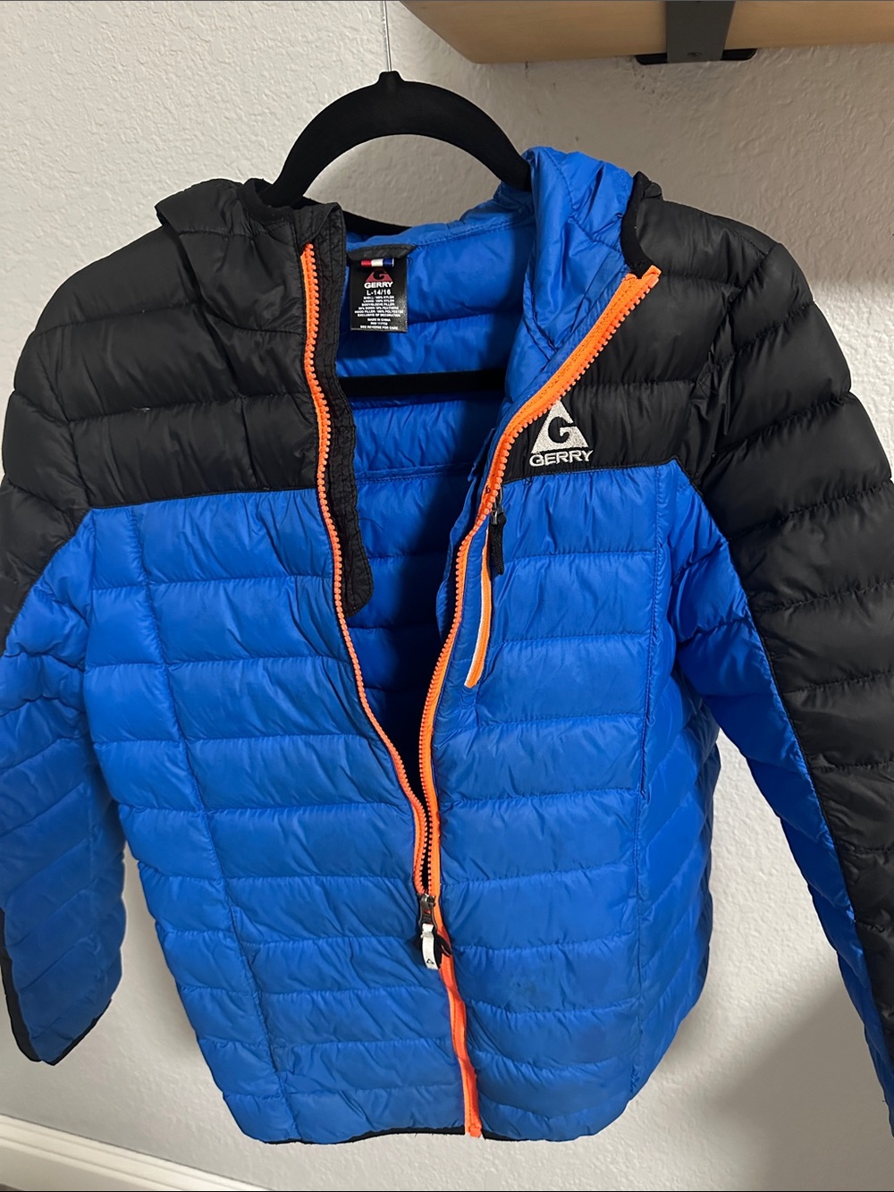 Gerry Weber Kids Blue and Black Puffer Jacket with Orange Zipper
